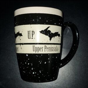 Michigan mug black cream Upper Peninsula UP designed to appear worn